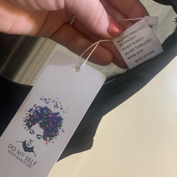 Black Sheer Fur Long Sleeve Bodysuit One Piece Onesie - Picture 7 of 8